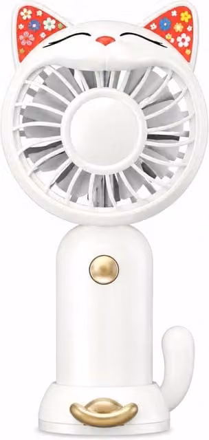 Dyzi Mini Cat Ear Handheld Fan, Rechargeable USB Portable Desk Fan in White