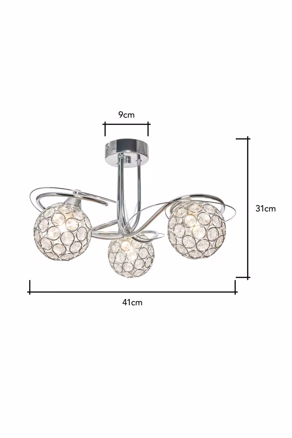 BHS Lighting Orianna Small Flush Ceiling Light in Chrome and Silver with Transparent Glass – 2