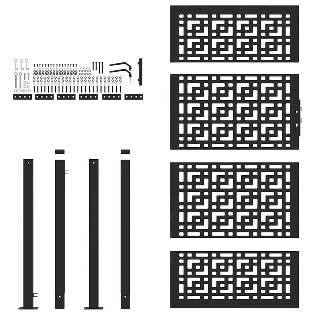 Berkfield Black Steel Garden Gate with Cross Design, W: 105 cm, H: 180 cm – 3