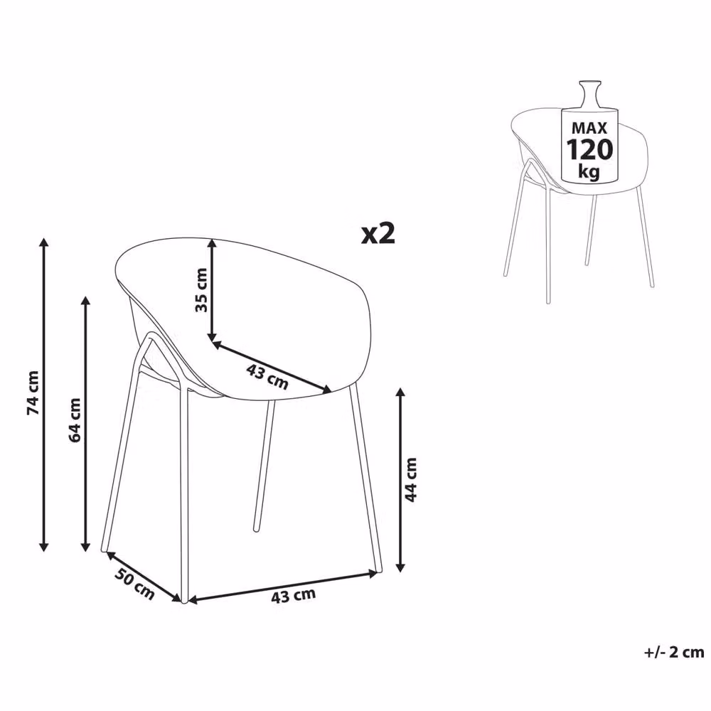 Wyld and Coco Summit Set of 2 Outdoor Chairs in Beige Polypropylene and Black Metal – 2