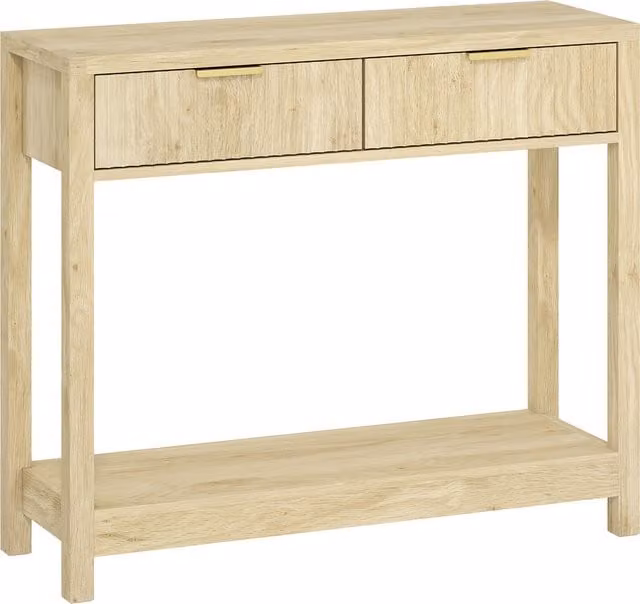 HOMCOM Modern Console Table with Fluted Panel Drawers and Shelf, Brown, W/D/H: 90 x 30 x 76 cm – 1