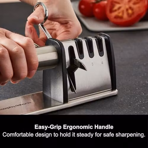 Morphy Richards 4-in-1 Manual Knife Sharpener in Silver with Stainless Steel Body – 3
