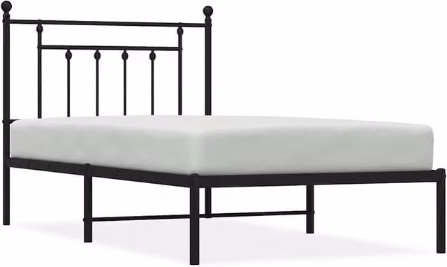 Berkfield Home Metal Bed Frame with Headboard, Black, W/D/H: 100 x 190 cm – 1
