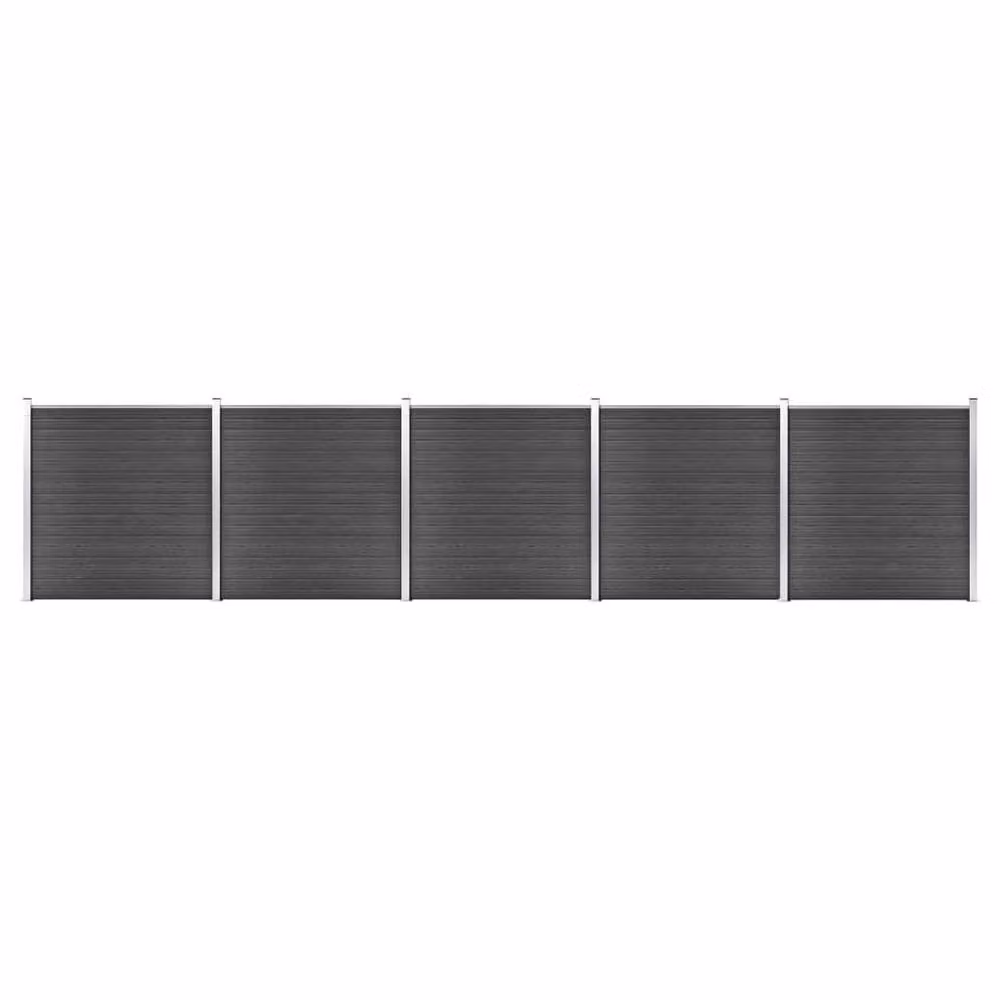 Berkfield Home WPC Fence Panel Set, Black, W: 872 cm, H: 186 cm – 2