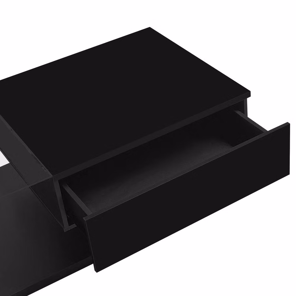 STILVORA Modern Black Coffee Table with LED Storage and Glass Top, W: 105.0 cm, D: 55.0 cm, H: 32.5 cm – 6