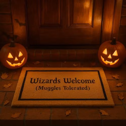Nicola Spring Wizards Welcome Halloween Coir Door Mat, Brown, W: 60 cm, D: 40 cm – 1