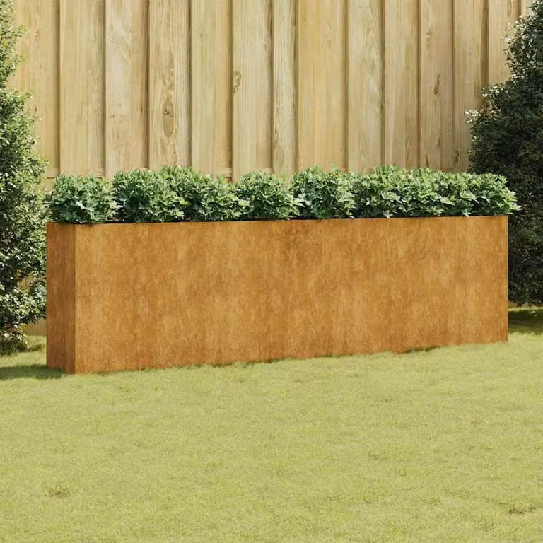 Berkfield Home Garden Corten Steel Raised Bed in Brown, W: 280 cm, D: 40 cm, H: 80 cm