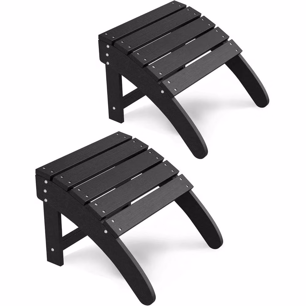 VOGREX Lightweight Adirondack Folding Ottoman Footrest in Black – 4