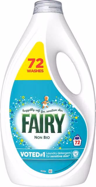 Fairy Non Bio Liquid Laundry Detergent for Sensitive Skin, White, 72 Washes