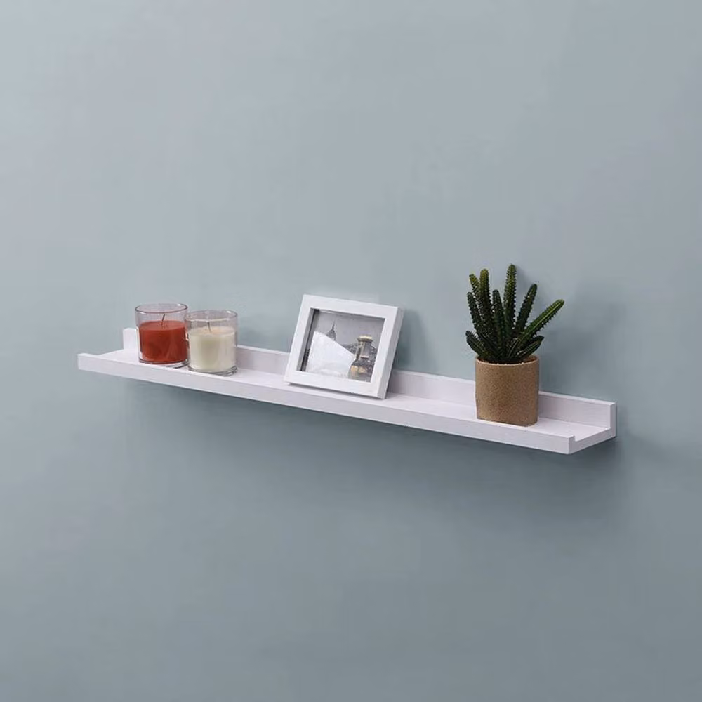 PAWNORA Set of 2 White Wall Mounted MDF Shelves, Width: 48 cm – 3