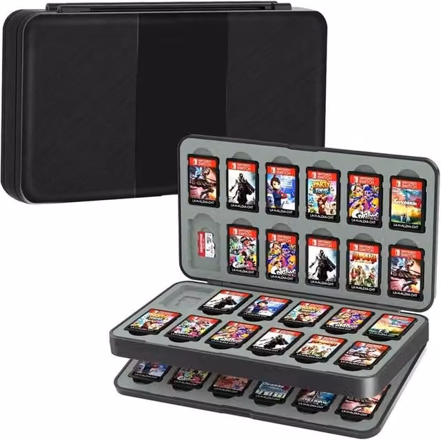 KORVIXA Magnetic Game Card Storage Box Holder, Black