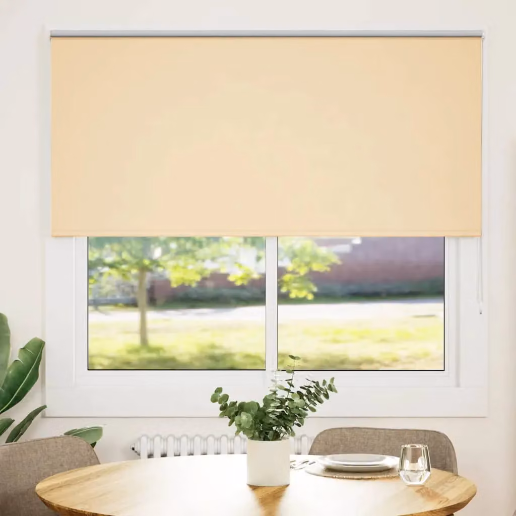 Berkfield Home Blackout Roller Blind in Beige, Thermal Insulating Polyester, W: 155 cm, H: 150 cm