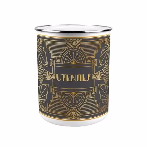 Purely Home Vintage Glamour Metal Utensil Holder in Gold or Grey, W: 18.0 cm, D: 18.0 cm, H: 16.5 cm