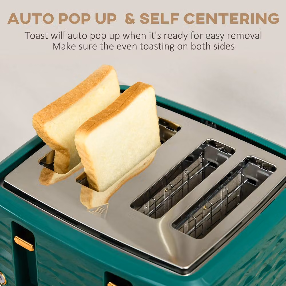 STILVORA Kettle and 4-Slot Toaster Set in Green – 6