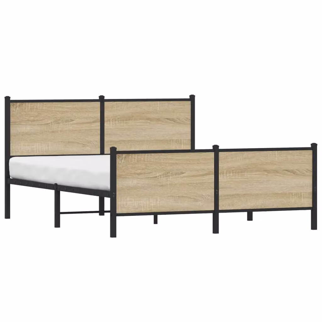 Berkfield Home Metal Bed Frame in Sonoma Oak Brown, W: 140 cm, L: 200 cm – 2