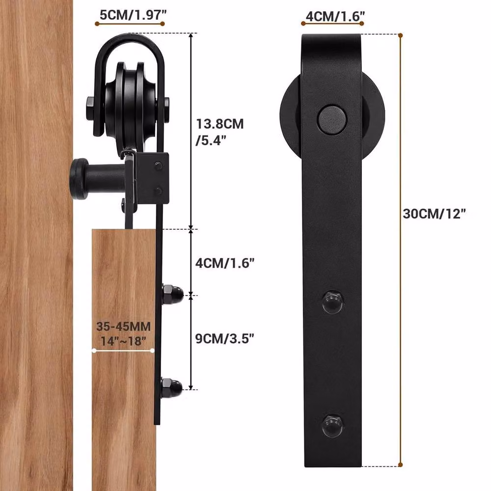 Kelvenix Black Sliding Wood Barn Door Hardware Kit, W: 1000 cm, H: 520 cm – 2