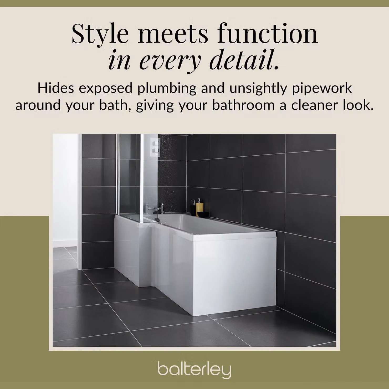 Balterley Waterproof Square Shower Bath End Panel in Gloss White, W: 70.0 cm, H: 54.0 cm, D: 18.0 cm – 3