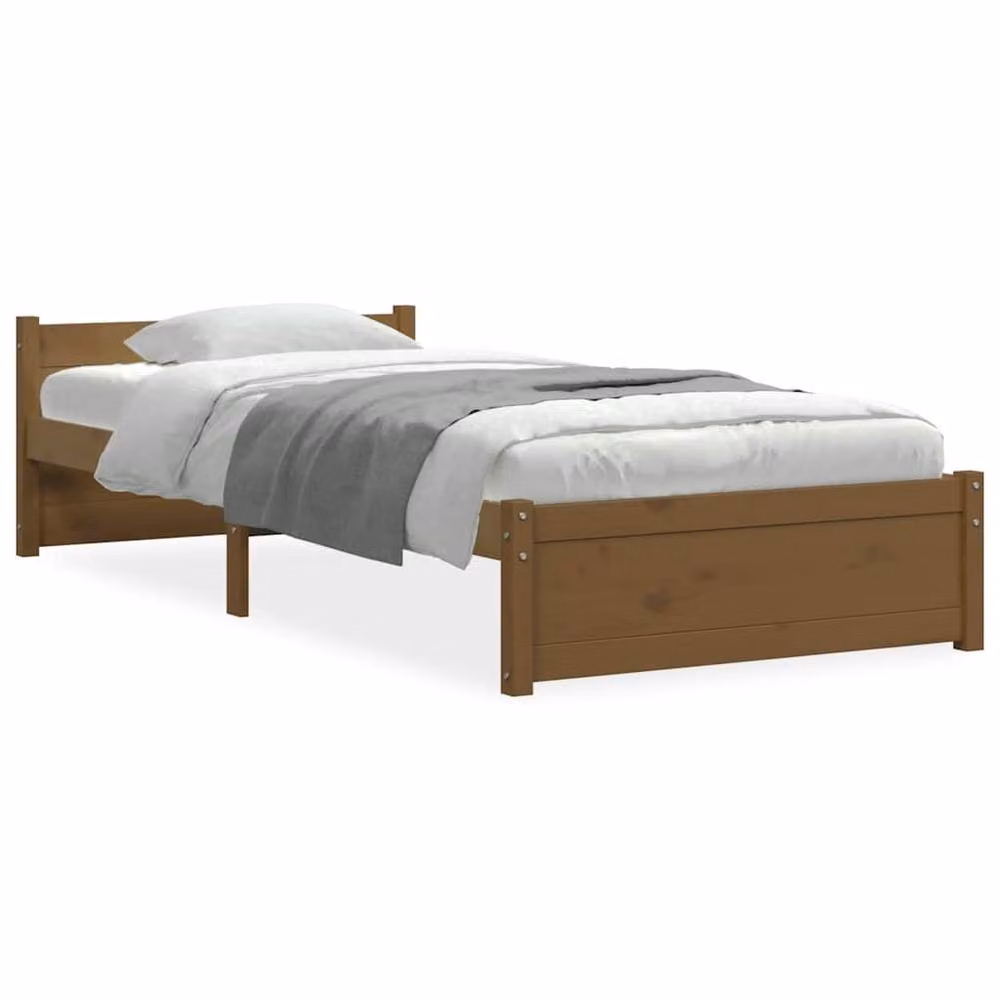Berkfield Home Beautiful Small Single Bed Frame in Brown Solid Pine Wood W/D/H: 190 x 75 x 80.5 cm – 3