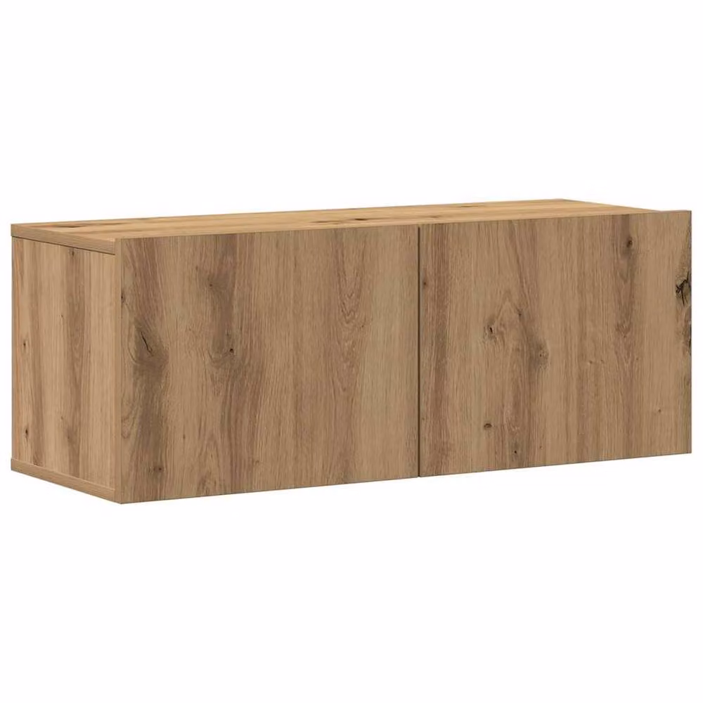 Berkfield Home Artisan Oak Wall Mounted TV Cabinets, 4 Piece Set in Brown – 3