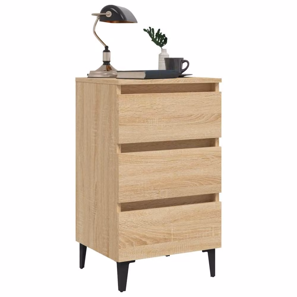 Berkfield Home Bed Cabinet in Sonoma Oak and Light Brown with Metal Legs, W/D/H: 40 x 35 x 69 cm – 3