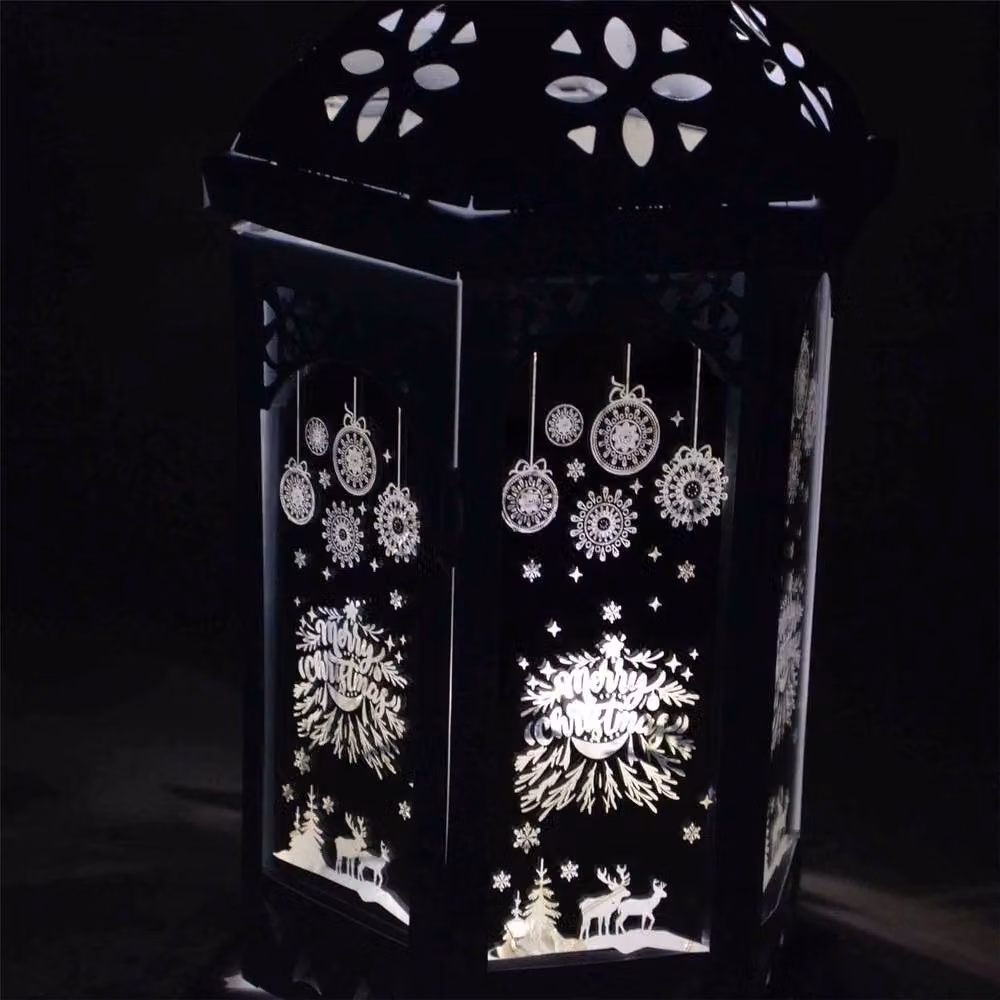 Shatchi Christmas LED Lamp Lantern White Tabletop Decorative Light with USB and Battery Power – 2