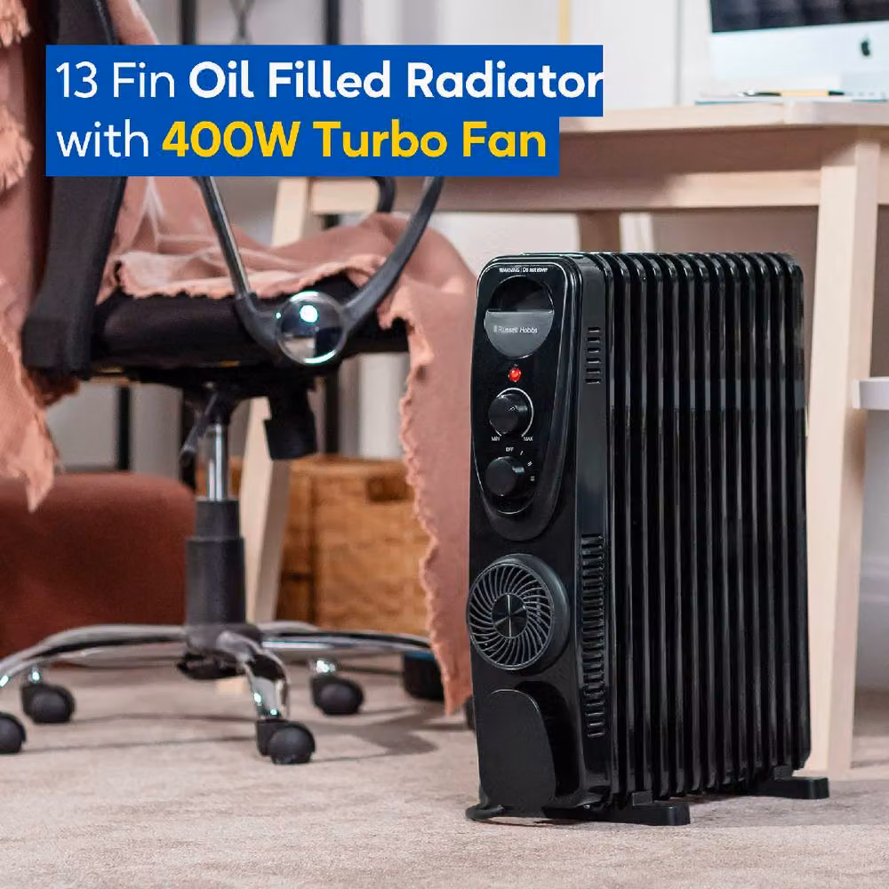 Russell Hobbs 2500W 13 Fin Oil Filled Radiator RHOFR2403 in Black – 4