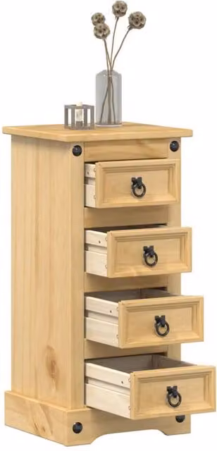 Berkfield Home Corona Bedside Cabinet in Brown Solid Pine Wood, W/D/H: 35 x 32.5 x 74 cm
