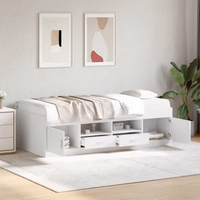 Berkfield Home Small Single Daybed with Drawers, White – 1