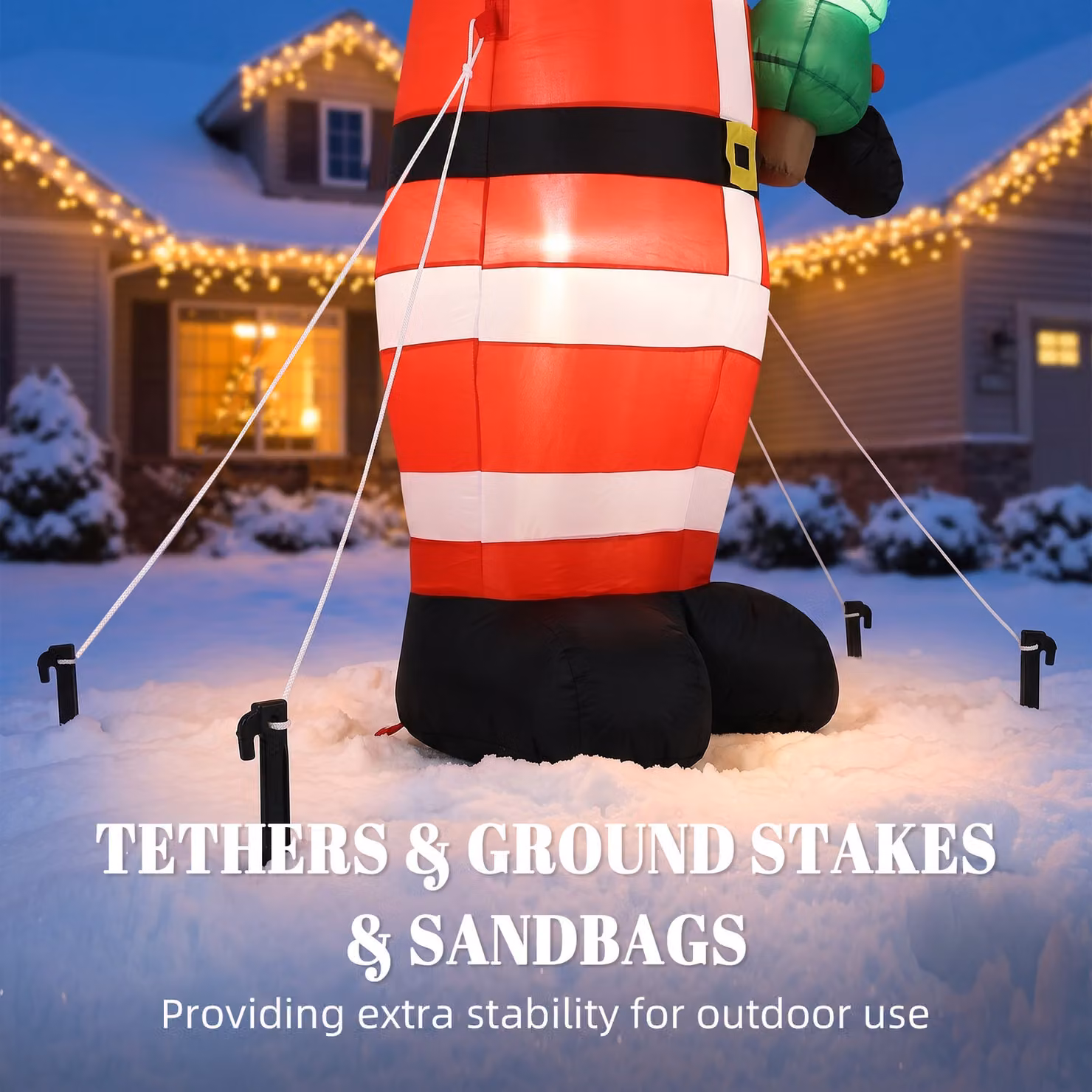Outsunny 8ft Inflatable Red Santa Christmas Decoration with Bright LED Lights – 6
