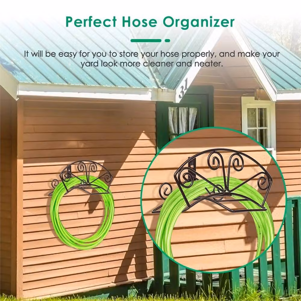 Nordara Wall Mounted Metal Garden Hosepipe Reel Hanger Holder in Brown – 4