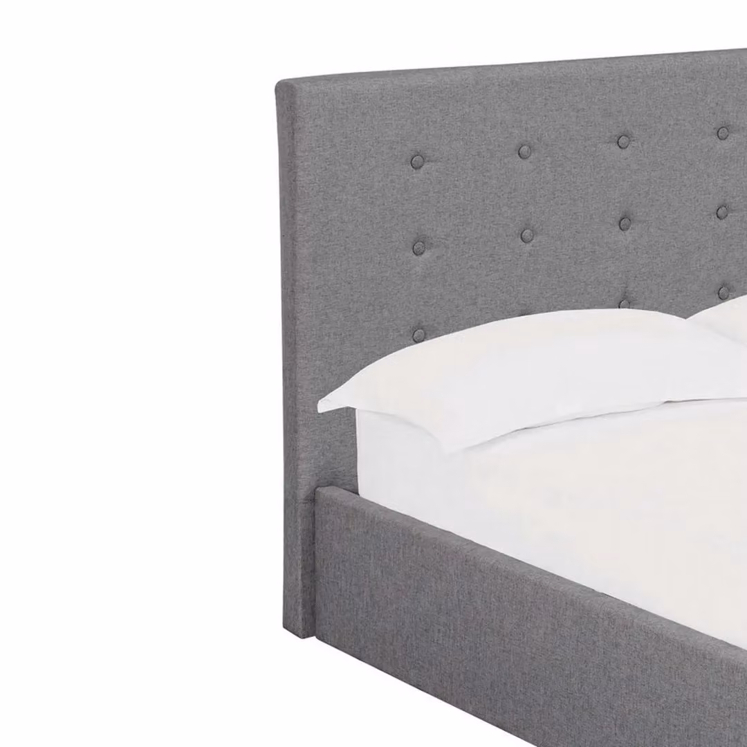Lemon Pavilion Furniture Lucca Upholstered Bed Frame with Lift Up Base, Grey Linen Fabric, W: 169 cm, H: 113 cm, L: 215.5 cm – 5
