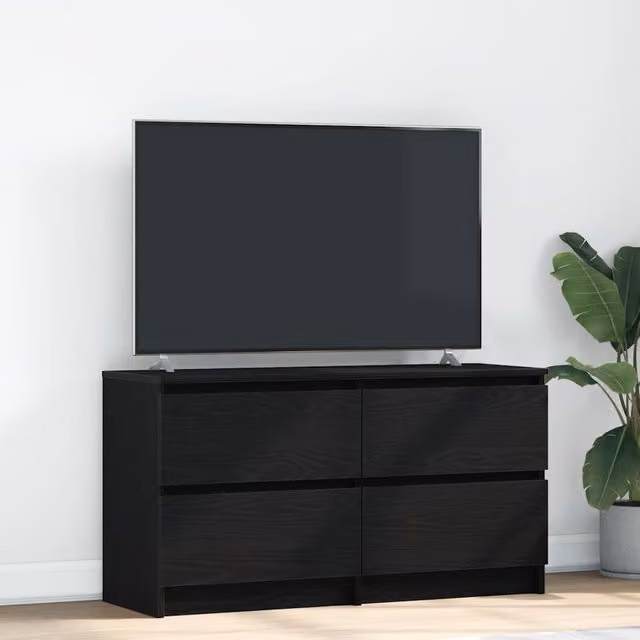 Berkfield Home Modern Black Matt TV Cabinet in MDF, W/D/H: 100 x 35 x 54 cm