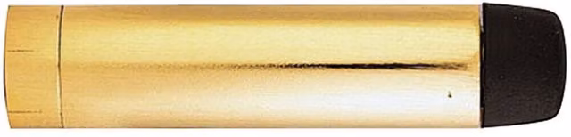 Loops Wall Mounted Rubber Tipped Cylinder Doorstop in Polished Brass, H 71 mm x W 16 mm – 2