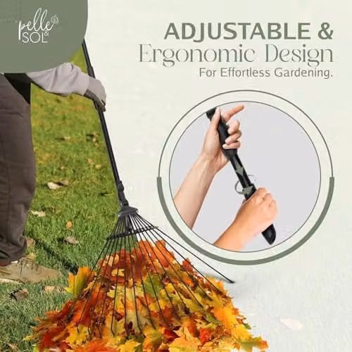 Pelle & Sol Adjustable Garden Rake in Black with 25 Tines – 2