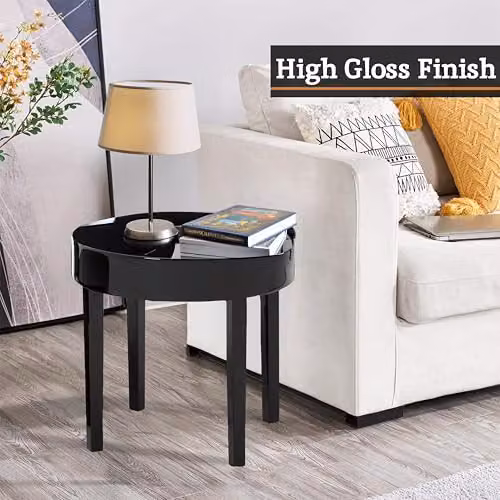 Orsina Set of 3 Black Glossy Nesting Tables with Round Tops – 5