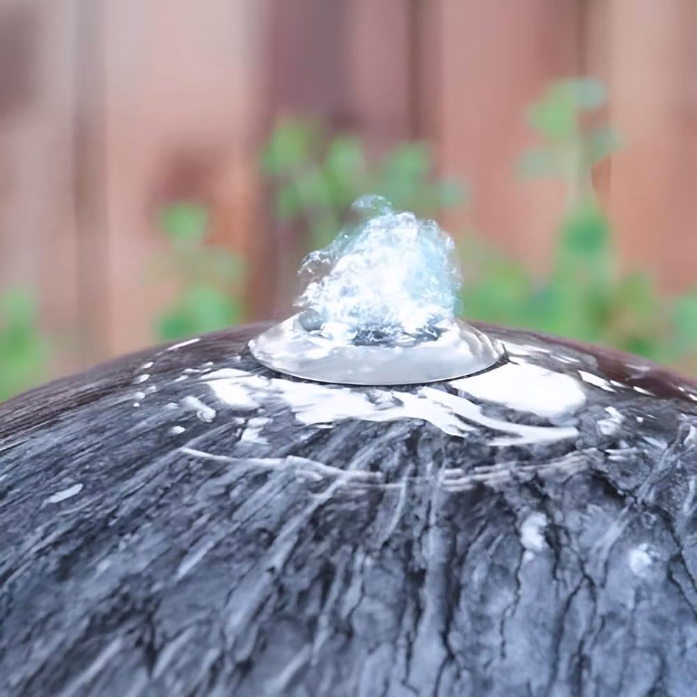Primrose Echo Falls Round Marble Sphere Water Feature with LEDs in Dark Grey, Diameter: 50 cm – 3