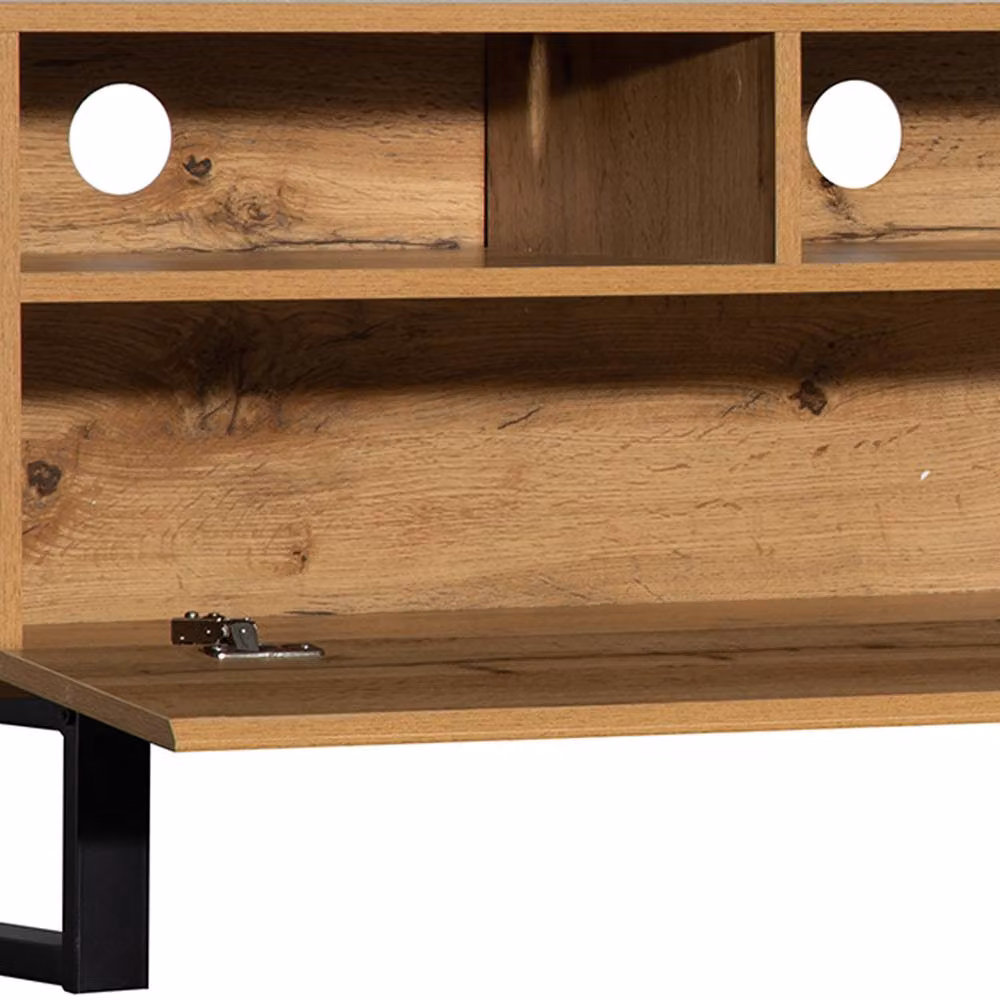 HomeTouch Minimalist Wooden TV Unit with Media Compartments in Black or Brown – 4
