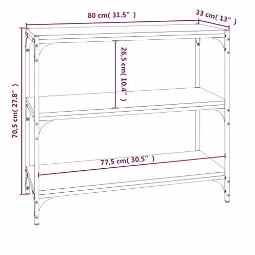 vidaXL Revera Industrial Book Cabinet in Brown, W/D/H: 80 x 33 x 70.5 cm – 2