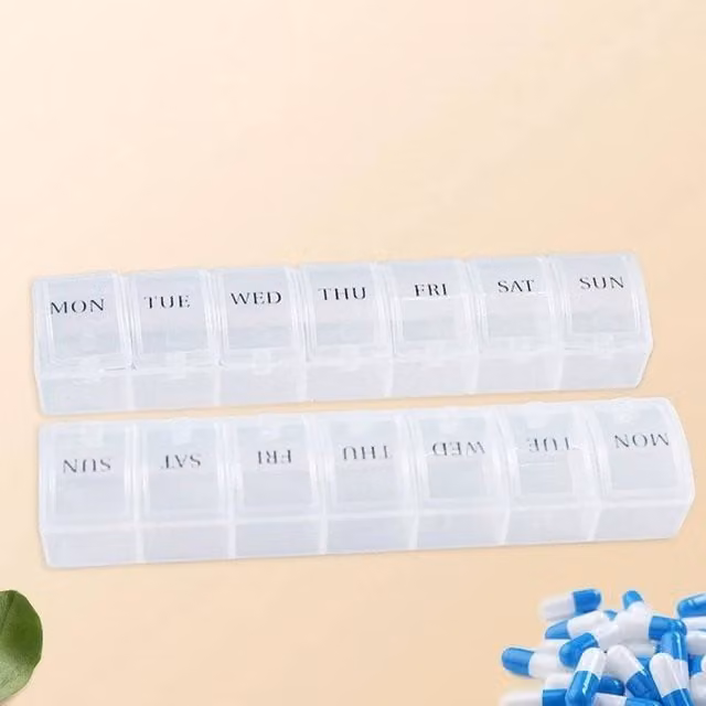 SPETLEK 2 Pack Large 7-Day Pill Box in Transparent