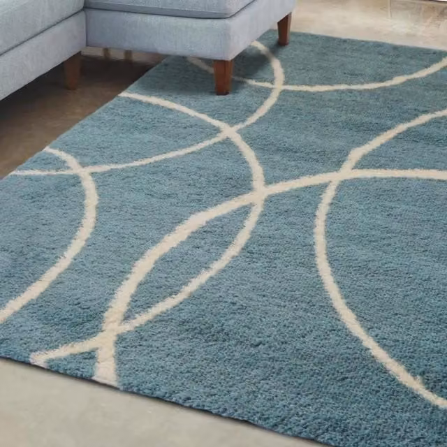 THE RUGS Snug Collection Shaggy Bubbles Design Rug in Duck Egg Blue, W/D/H: 290 x 200 cm
