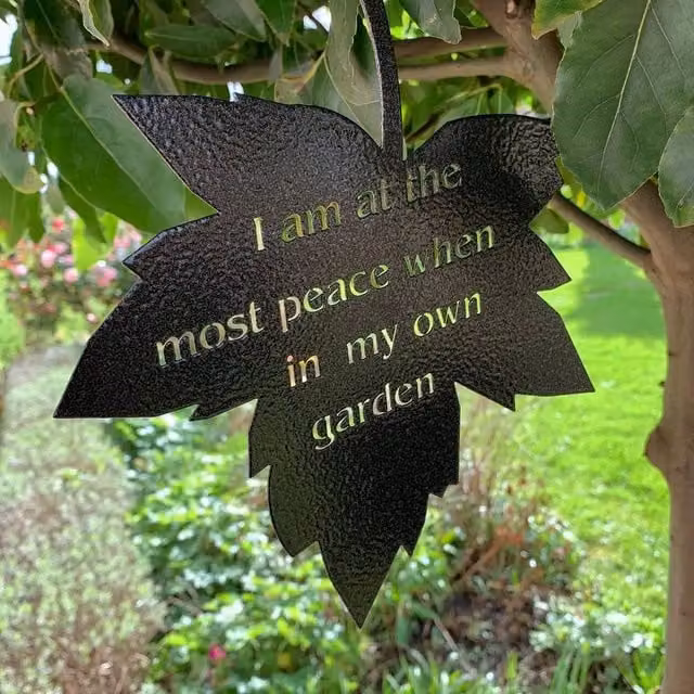 Poppyforge Falling Leaves I Am At The Most Peace Black Metal Wall Plaque W: 20 cm, H: 25 cm