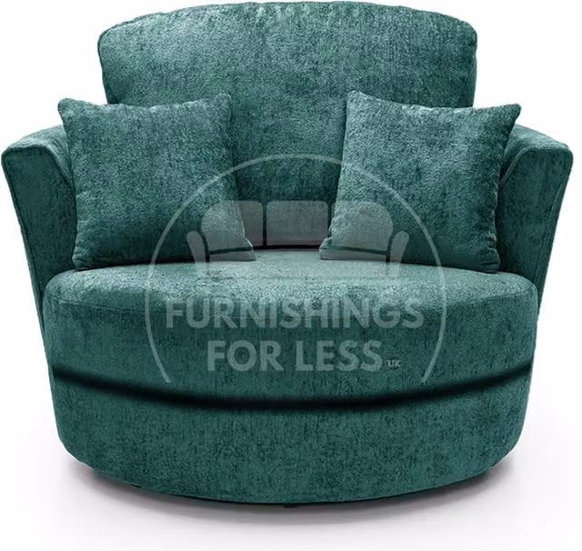 Furnishings For Less UK Monaco Chenille Fabric Swivel Chair in Petrol Blue