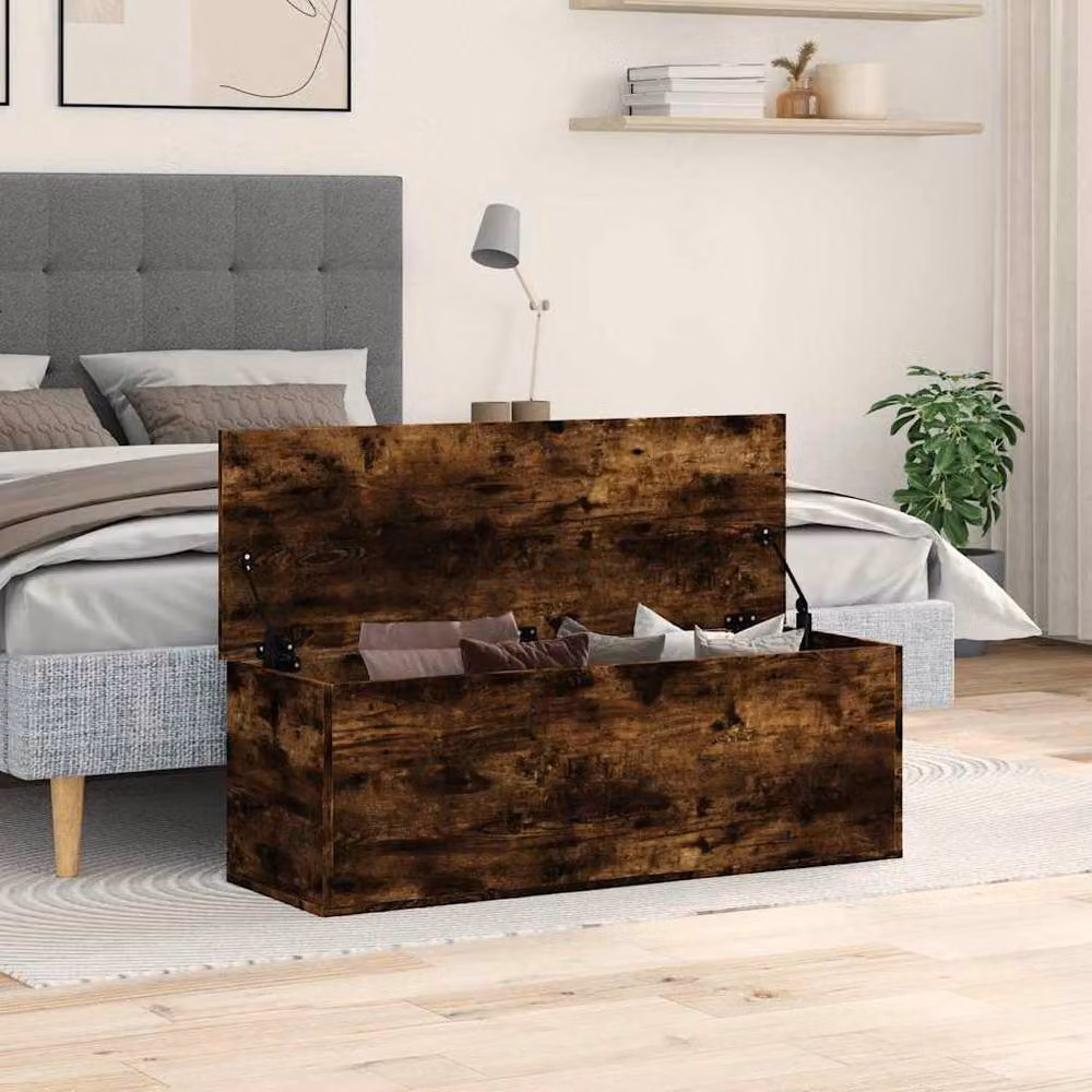 Berkfield Home Smoked Oak Storage Box in Brown, W/D/H: 102 x 35 x 35 cm – 3