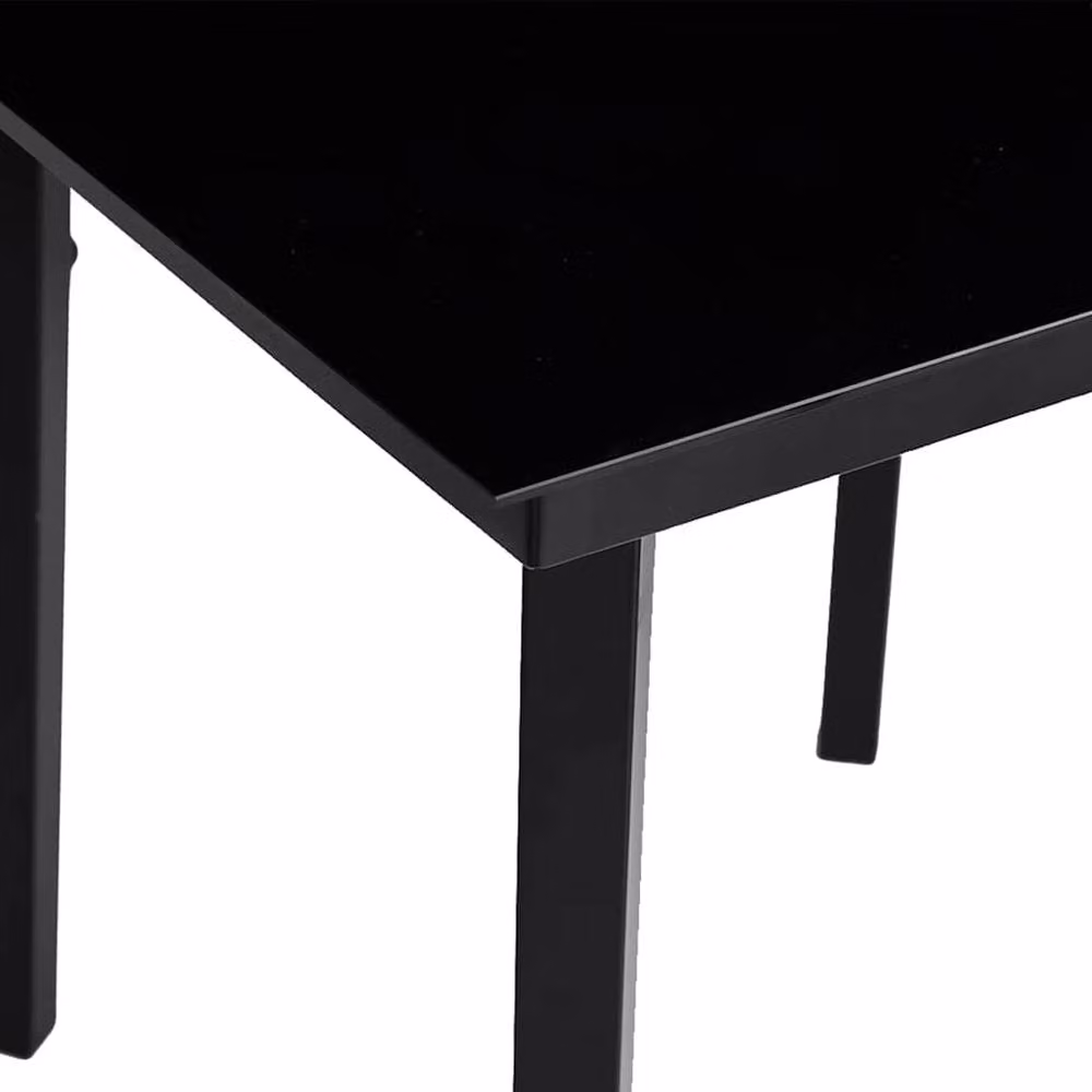 Berkfield Home Classic Garden Dining Table in Black Steel and Glass, W: 140 cm, D: 70 cm, H: 74 cm – 3