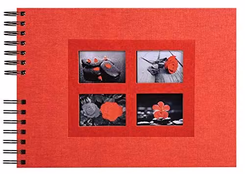 Exacompta Spiral Photo Album in Passion Red, 50 Pages for 150 Photos, W: 32 cm x H: 22 cm