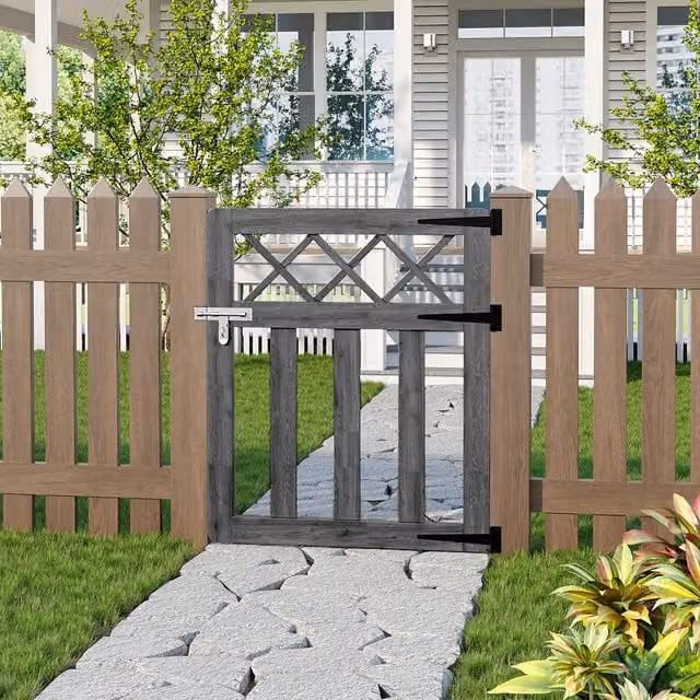 Darphe Wooden Garden Gate with Top Trellis in Grey, W: 76 cm, H: 90 cm