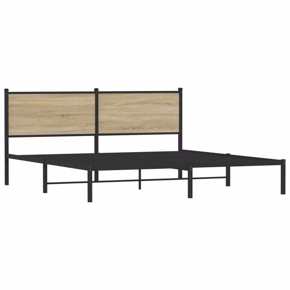 Berkfield Home Metal Bed Frame in Sonoma Oak Brown, W: 160 cm, L: 200 cm – 3