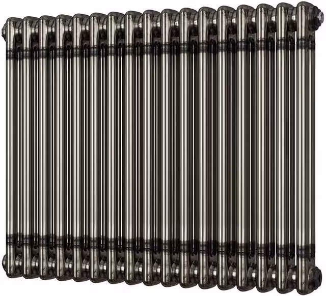 UK Radiators Alpha 2 Column Radiator in Raw Metal Silver Steel, Height: 768 mm, Width: 600 mm
