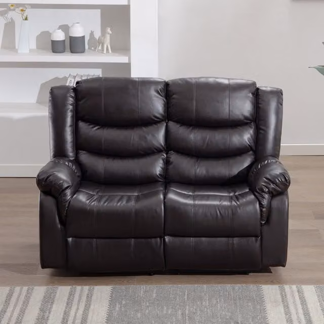 More4Homes Seattle 2 Seater Manual High Back Bonded Leather Recliner Sofa in Brown