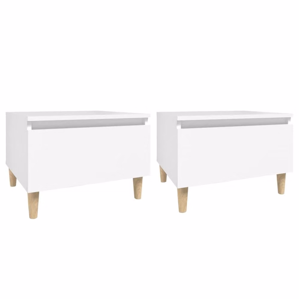 Berkfield Home Set of 2 White Scandinavian Side Tables in Engineered Wood, W: 50 cm, D: 46 cm, H: 35 cm – 1